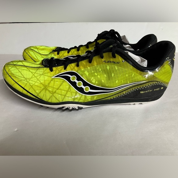 Saucony Men’s Shay XC3 Spike Running Shoe/Cleats, Size 11.5, Neon Green/Black main image 9